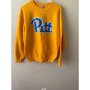 Gildan Pitt University of Pittsburgh Sweatshirt Gold Yellow Crewneck Medium